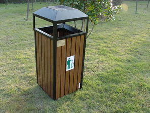 城市市政小區道路環衛垃圾桶,木紋金屬廣場垃圾桶